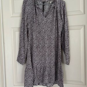 Loft size 4 long sleeved knee length dress with maroon and white floral pattern